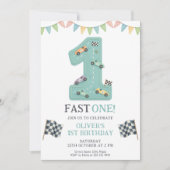 Pastel Fast One Verjaardagsrace Kaart (Voorkant)