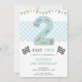 Pastel Fast Two Birthday Race Kaart (Voorkant)