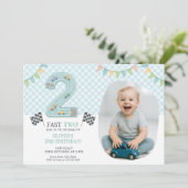 Pastel Fast Two Birthday Race Kaart (Staand voorkant)