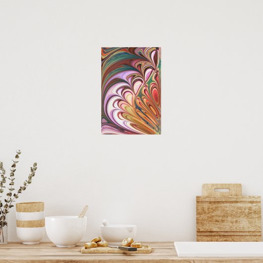 Pastel Feather Fractal Poster (Keuken)