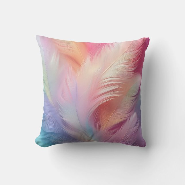 Pastel Feathers Kussen (Voorkant)