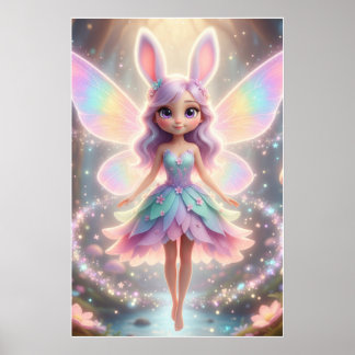 Pastel Fee Konijn – Magische Fantasy Poster Kunst