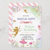 Pastel fee verjaardag uitnodiging (Voorkant / Achterkant)