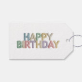 Pastel Felt Letters Happy Birthday Cadeaulabel (Voorkant (Horizontaal))
