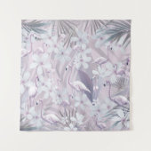 Pastel Flamingo Oerwoud Love 4 #kunst #tropisch Wandkleed (Voorkant)