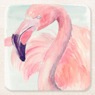 Pastel Flamingo Vierkante Kartonnen Onderzetter