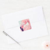 Pastel Flamingo Vierkante Sticker (Envelop)