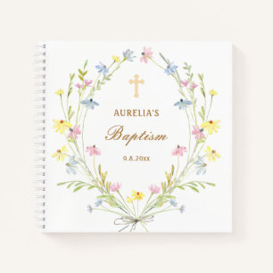 Pastel Fleur sauvage Baptême Livre d'Invité