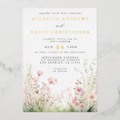Pastel Fleur sauvage Mariage Foil Invitation (Recto)
