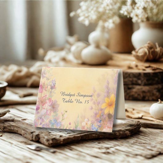 Pastel Fleur sauvage Meadow Grange Mariage carte d