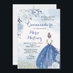 Pastel Fleurs Bleues Quinceañera Invitation<br><div class="desc">Pastel Blue Flowers Quinceañera Invitation Mis Quince Anos,  15e anniversaire, </div>