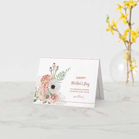Pastel Fleurs Rustiques Carte de fête des mères (Fleur jaune)