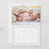 Pastel Floral Baby Faire-part de naissance Carte p (Devant)