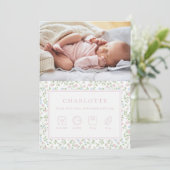 Pastel Floral Baby Faire-part de naissance Carte p (Debout devant)