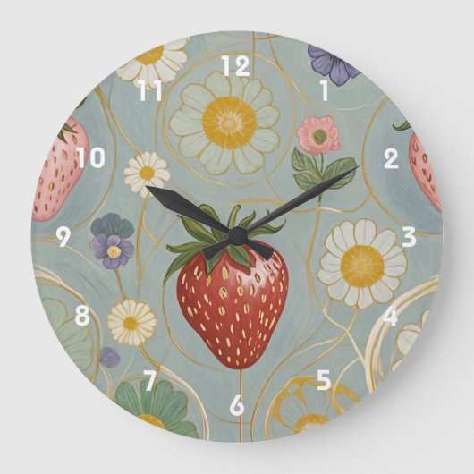 Pastel Floral & Berry Delight Grote Klok (Voorkant)