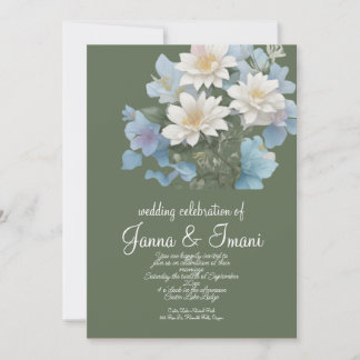 pastel floral bleu faire-part de mariage