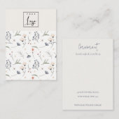 Pastel Floral Blue Rust Logo Band Holder Visitekaartje (Voorkant / Achterkant)