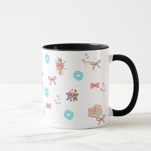 Pastel Floral Book Aesthetic Two-Tone Mug (Droite)
