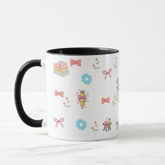 Pastel Floral Book Aesthetic Two-Tone Mug (Gauche)