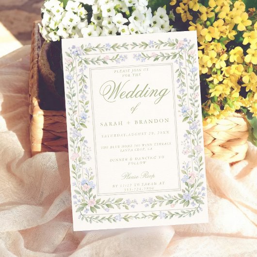 Pastel Floral Border Template Soft Botanical Frame Kaart