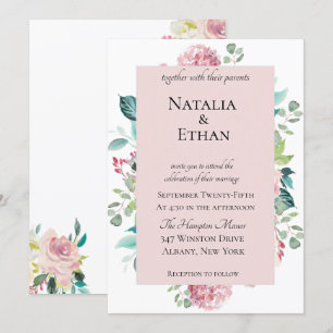 Pastel Floral Bouquet Faire-part de mariage