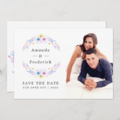Pastel Floral bruiloft foto Save The Date (Voorkant / Achterkant)