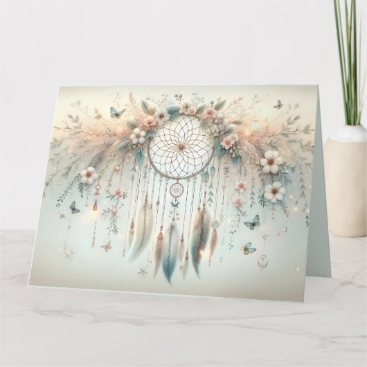 Pastel Floral Butterfly Dreamcatcher Kaart (Voorkant)