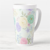 Pastel Floral Design Latte Mok (Rechterhoek)