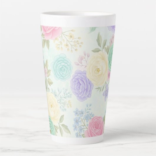 Pastel Floral Design Latte Mug (Devant)