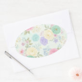 Pastel Floral Design Ovale Sticker (Envelop)