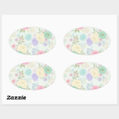 Pastel Floral Design Ovale Sticker (Vel)