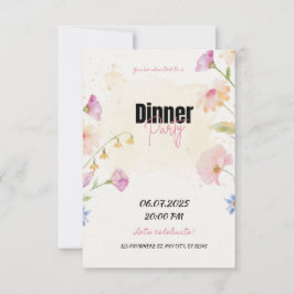 Pastel Floral Dinner Party Invite RSVP Kaartje