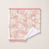 Pastel Floral Doux rose avec des mots (Gant de toilette)