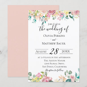 Pastel Floral Faire-part de mariage