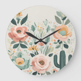 Pastel Floral Fiesta Grote Klok
