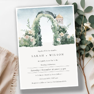 Pastel Floral Garden Arch Botanical Wedding Invite Bedankkaart