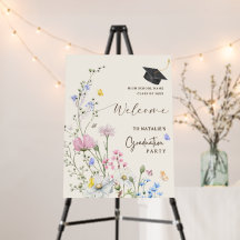 Pastel Floral Garden Graduate Party Affiche de bie