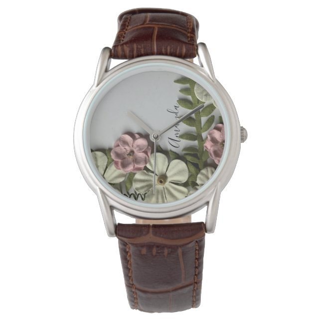 Pastel Floral Garden Horloge (Voorkant)