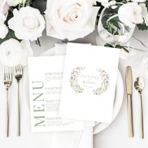 Pastel Floral Garden Minimalistische Wedding Menu 