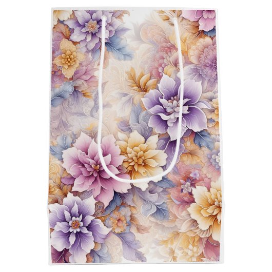 Pastel Floral Gift Bag For Her Medium Cadeauzakje (Achterkant)