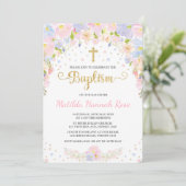 Pastel Floral Girl Baptême Christening Invitation (Debout devant)