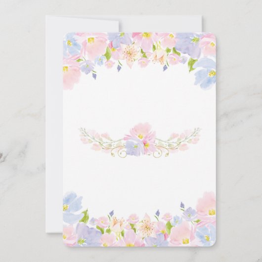 Pastel Floral Girl Baptême Christening Invitation (Dos)