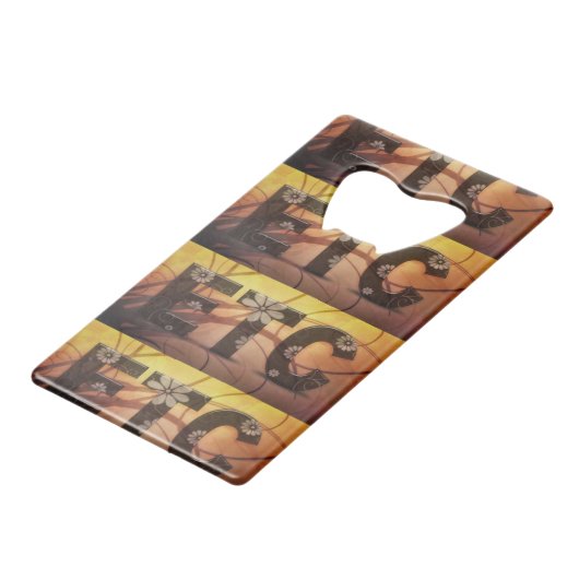 Pastel Floral Hippy ETC abstract Kredietkaart Flessenopener (Achterkant Gekanteld)