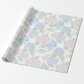 Pastel Floral Hydrangea Wrapping Paper Cadeaupapier (Uitgerold)
