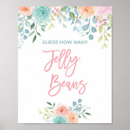 Pastel Floral Jelly Bean Guessing Game Sign 8x10 Poster