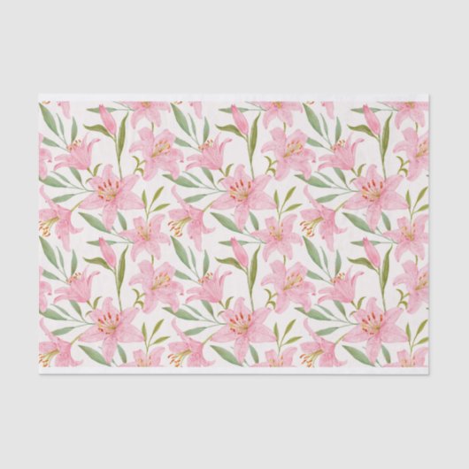 Pastel floral lelie roze groen tissuepapier (Voorkant)