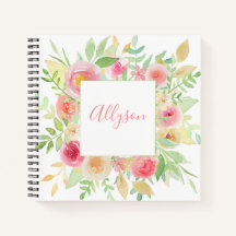Pastel Floral Lijst Spiral Notitieboek