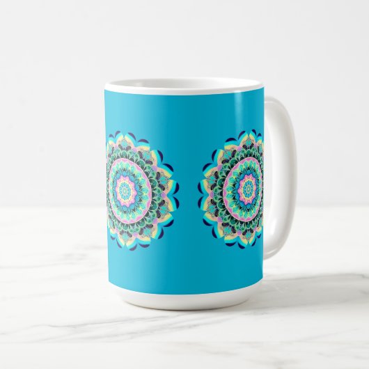 Pastel Floral Mandala Mug (Devant droit)