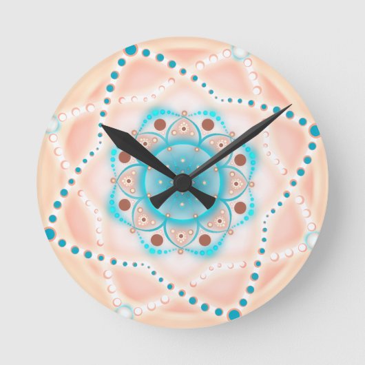 Pastel Floral Mandala Ronde Klok (Voorkant)