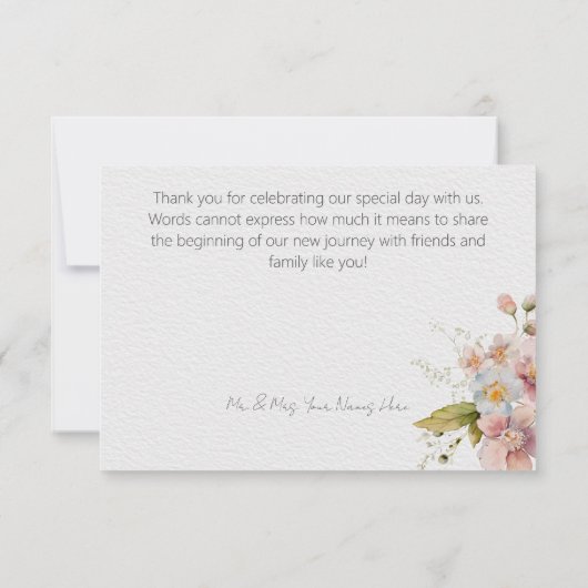 Pastel Floral Merci Mariage moderne (Dos)